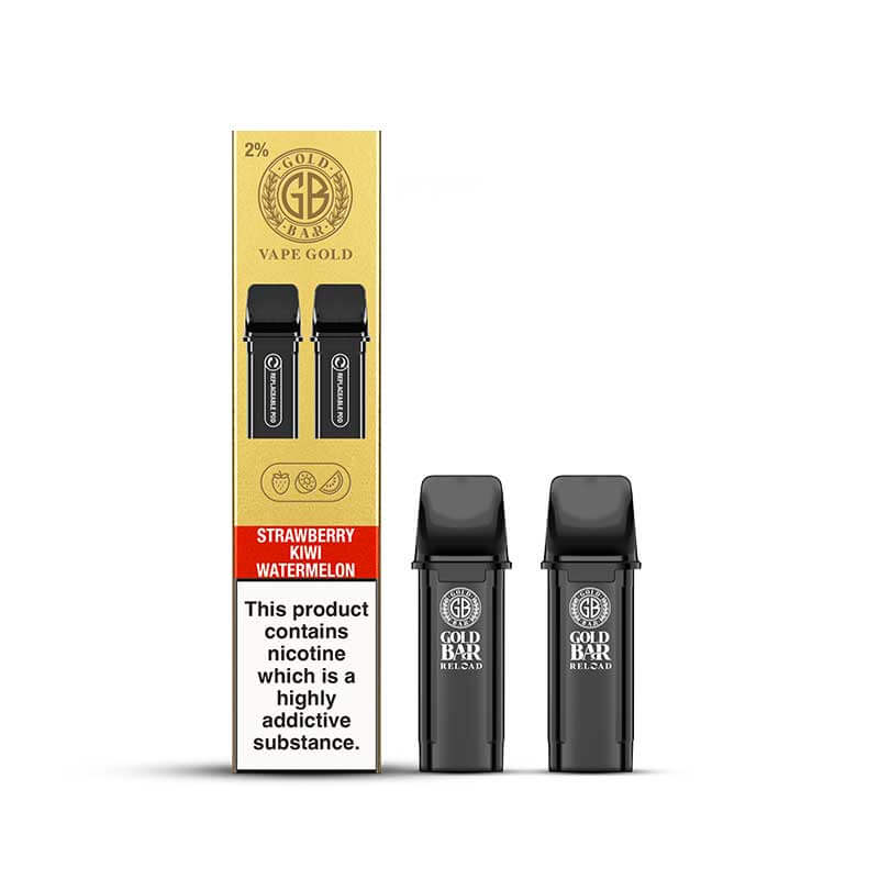 Gold Bar Reload Strawberry Kiwi Watermelon Prefilled Vape Pods 20mg - 2 x Pods