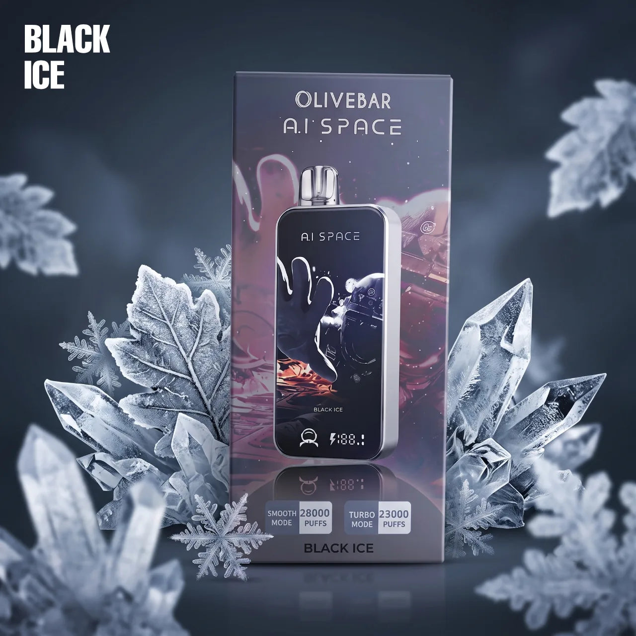 Olivebar AI Space 28000 disposable vape - Black Ice flavour