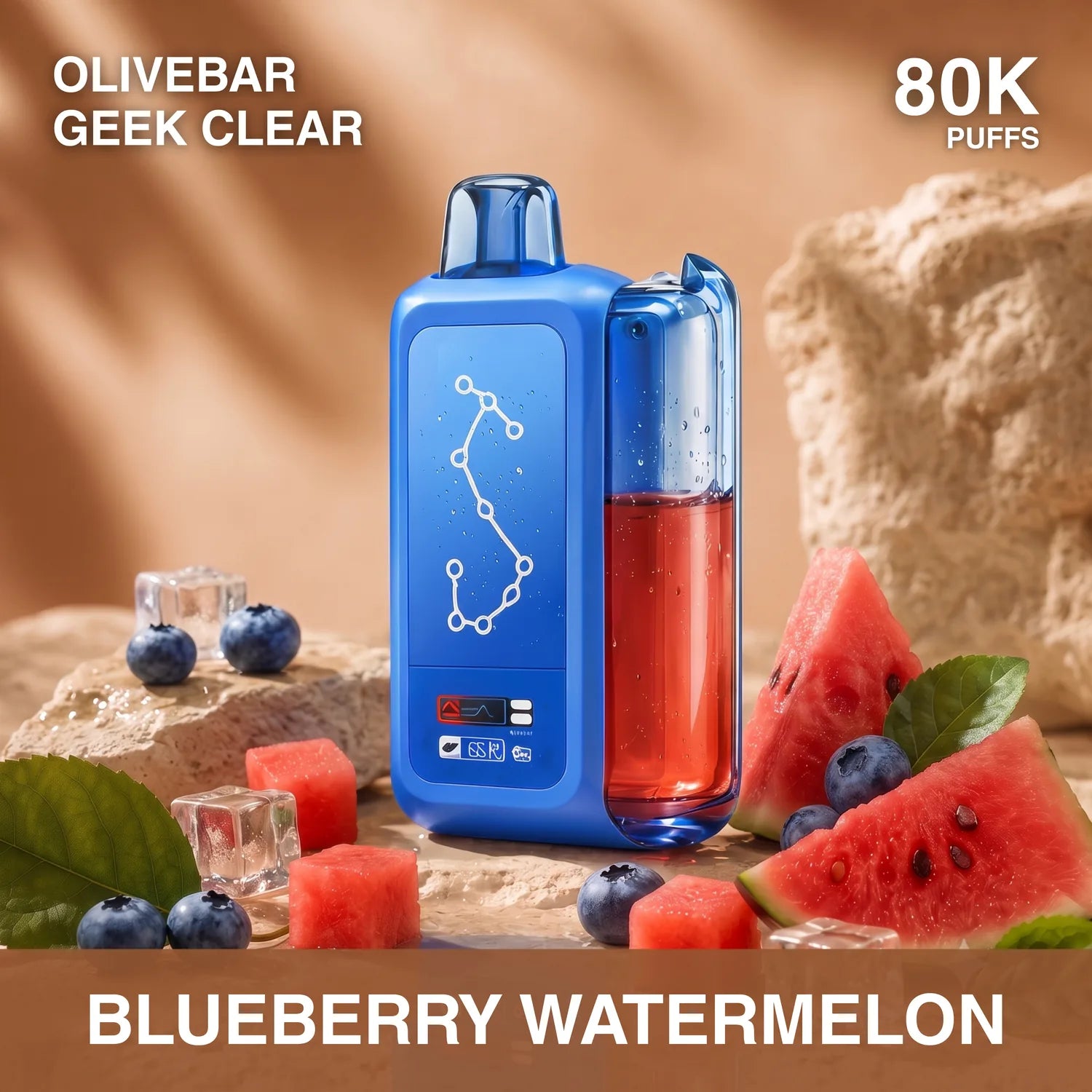 Olivebar Geek Clear 80000 disposable vape - Blueberry Watermelon flavour