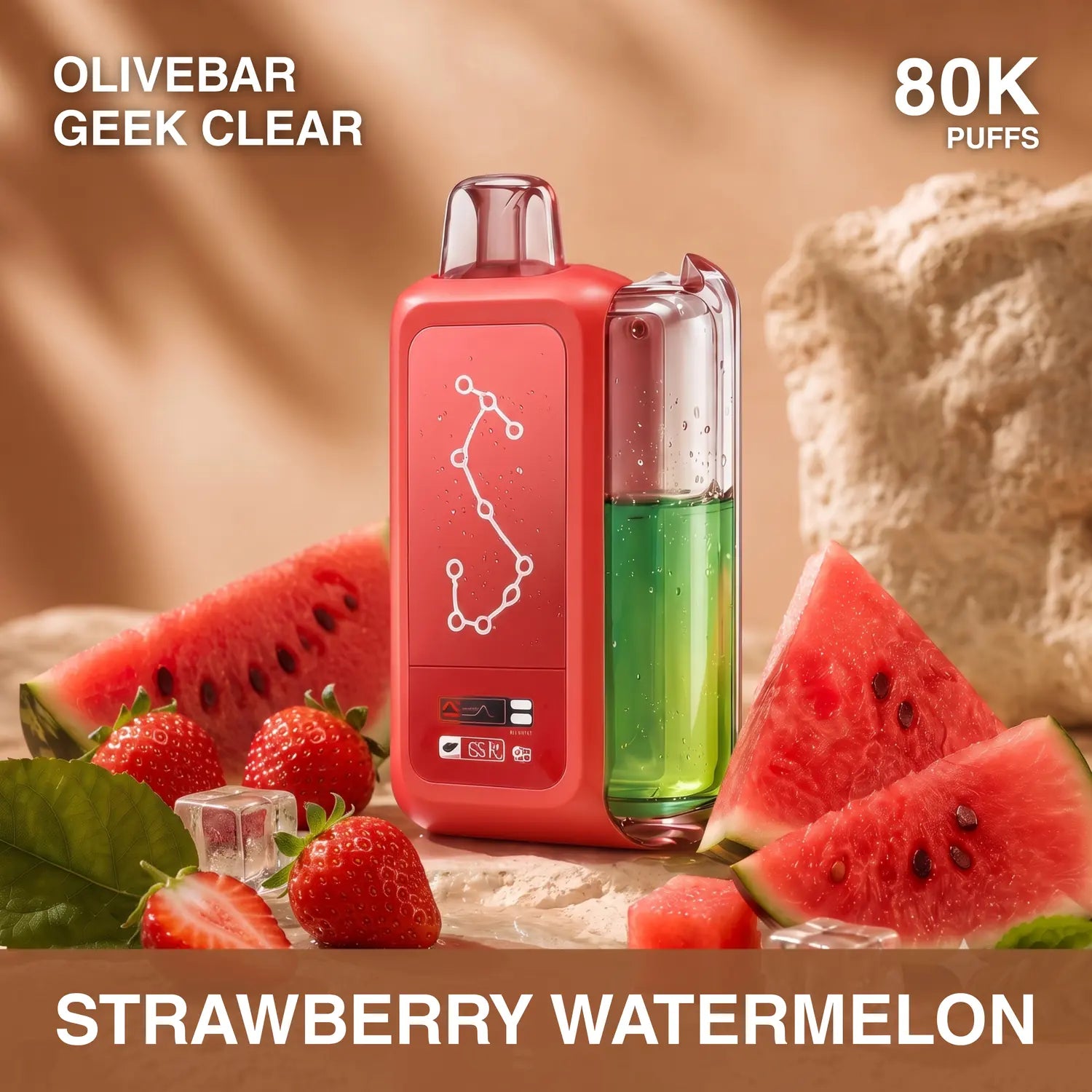 Olivebar Geek Clear 80000 disposable vape - Strawberry Watermelon flavour