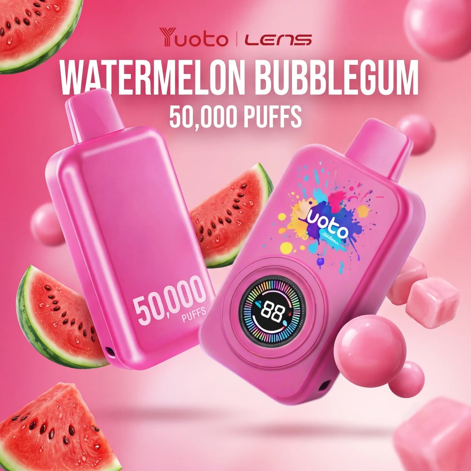 Yuoto Lens 50000 disposable vape - Watermelon bubblegum flavour